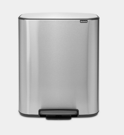 Cos gunoi bo cu pedala 2 x 30l - otel mat fara amprente